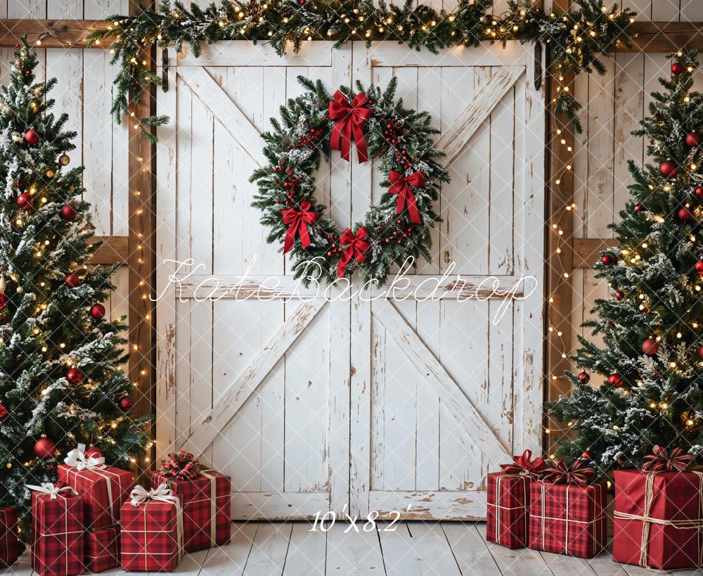 Lightning Deals Kate Christmas Tree White Barn Door Backdrop Designed by Emetselch -UK