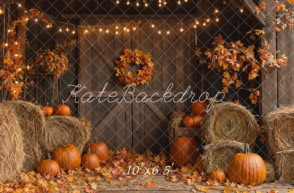 Kate Autumn Barn Door Hay Bale Backdrop Designed by Emetselch -UK