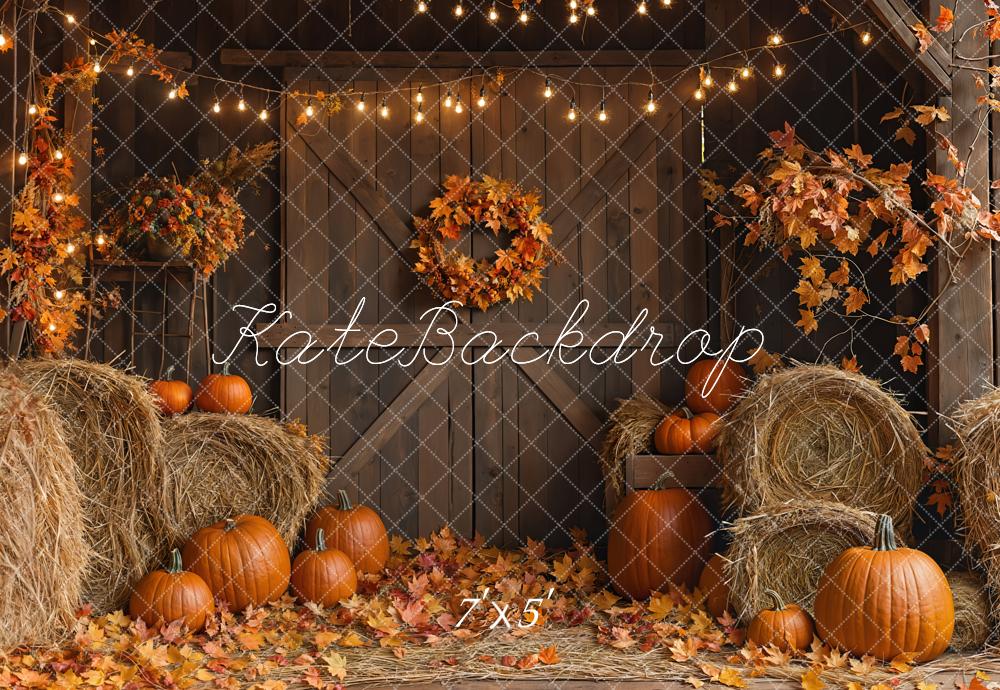 Kate Autumn Barn Door Hay Bale Backdrop Designed by Emetselch -UK