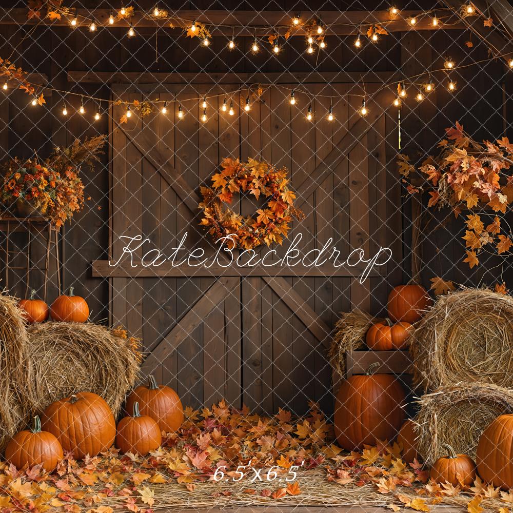 Kate Autumn Barn Door Hay Bale Backdrop Designed by Emetselch -UK