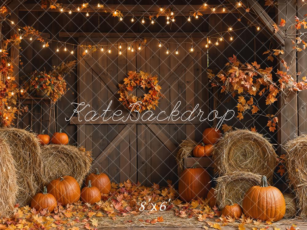 Kate Autumn Barn Door Hay Bale Backdrop Designed by Emetselch -UK