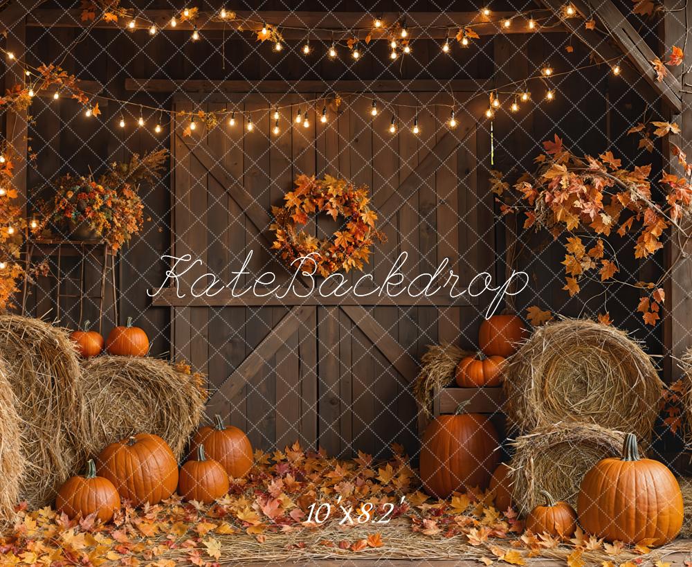 Kate Autumn Barn Door Hay Bale Backdrop Designed by Emetselch -UK