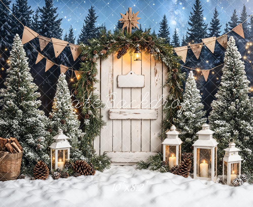 Kate Christmas Tree White Wood Door Backdrop Designed by Emetselch -UK