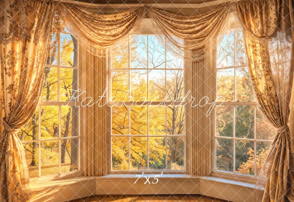 Lightning Deals Kate Autumn Sunlight Window Curtain Backdrop Designed by Emetselch -UK
