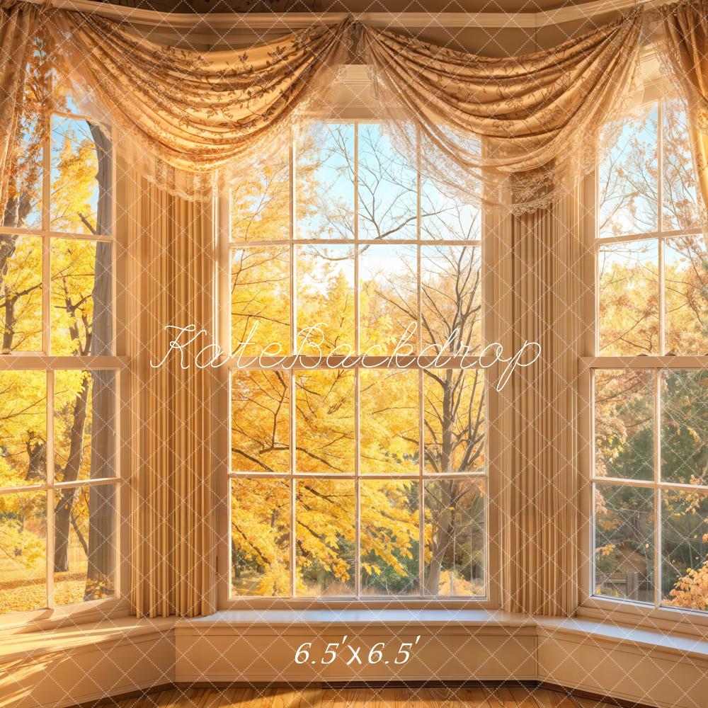 Lightning Deals Kate Autumn Sunlight Window Curtain Backdrop Designed by Emetselch -UK