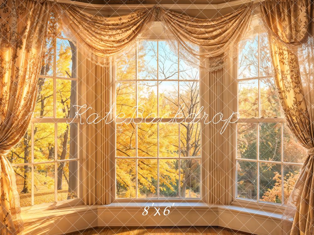 Lightning Deals Kate Autumn Sunlight Window Curtain Backdrop Designed by Emetselch -UK