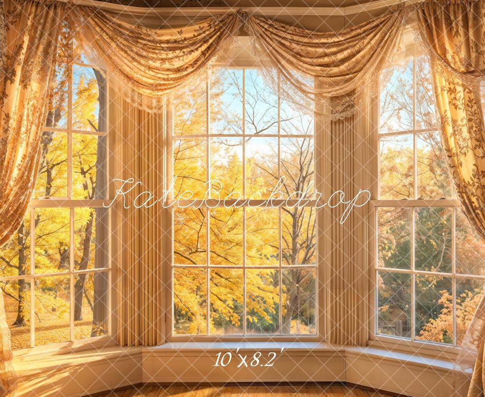 Lightning Deals Kate Autumn Sunlight Window Curtain Backdrop Designed by Emetselch -UK