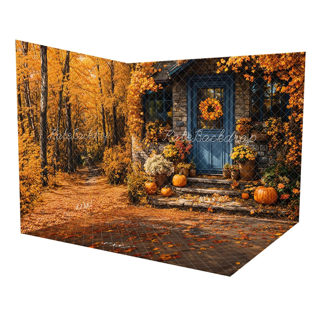 Kate Christmas Autumn Pumpkin Blue Doorstep Room Set -UK