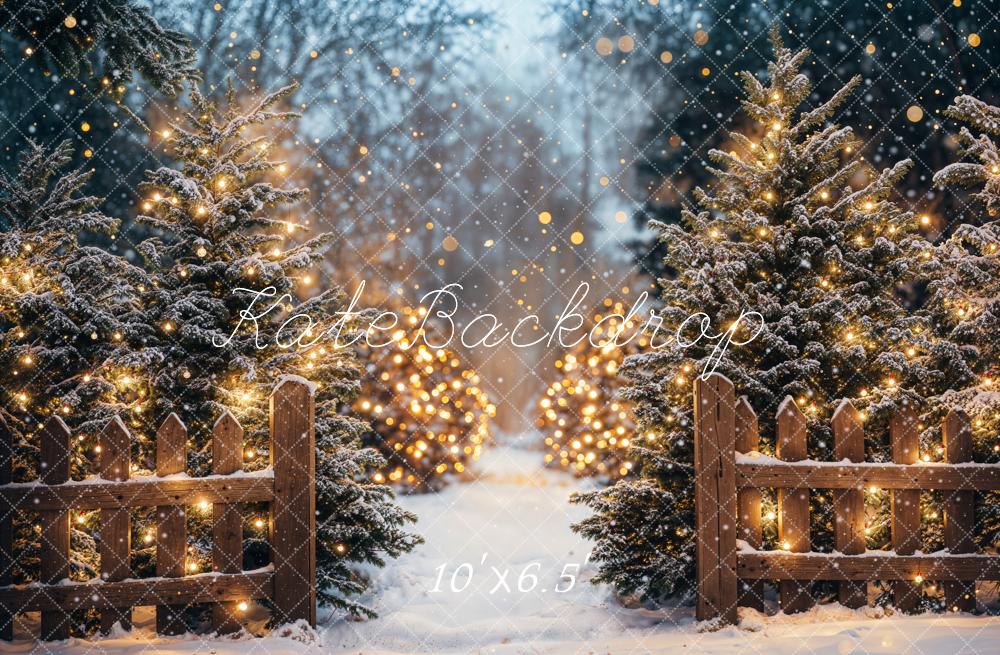 Kate Christmas Forest Snowy Lights Backdrop Designed by Emetselch -UK