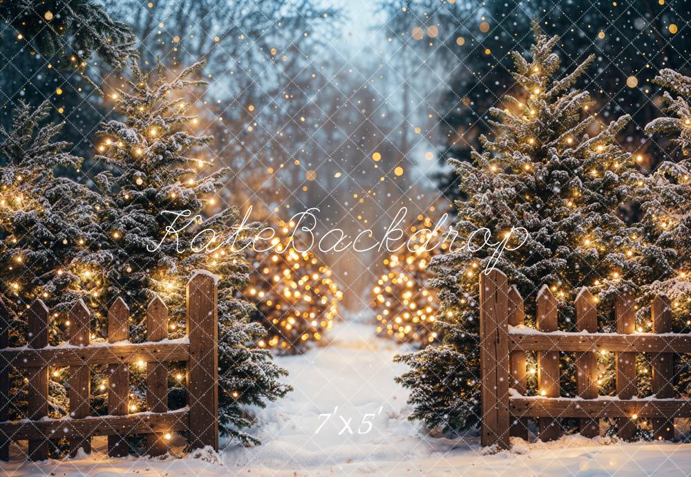 Kate Christmas Forest Snowy Lights Backdrop Designed by Emetselch -UK