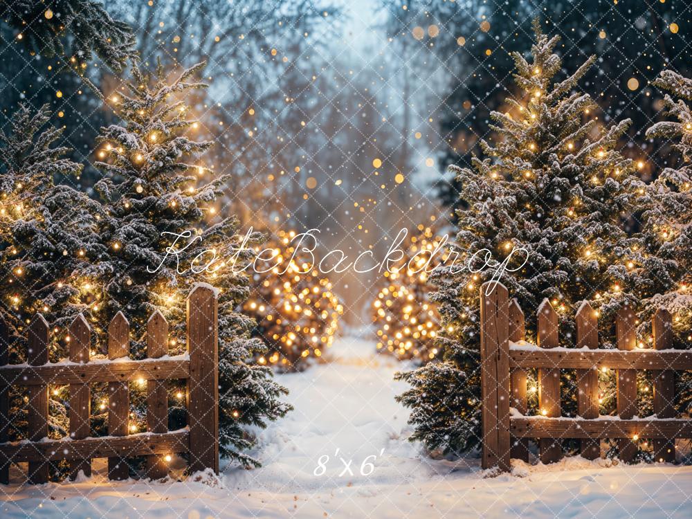 Kate Christmas Forest Snowy Lights Backdrop Designed by Emetselch -UK
