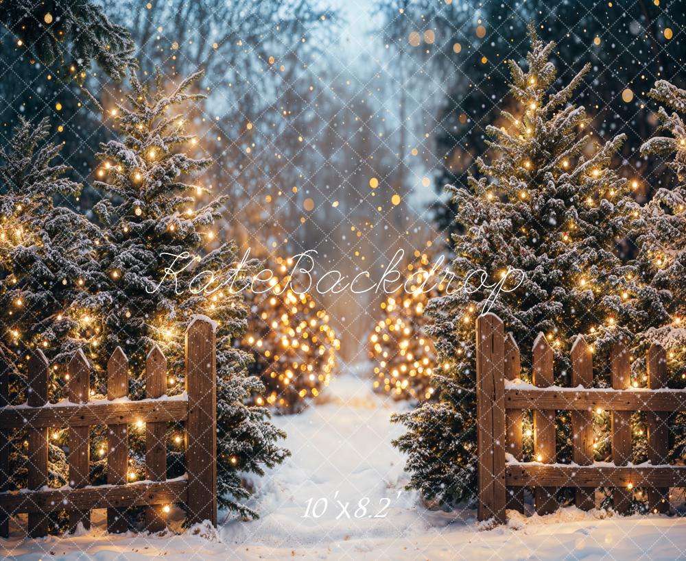 Kate Christmas Forest Snowy Lights Backdrop Designed by Emetselch -UK