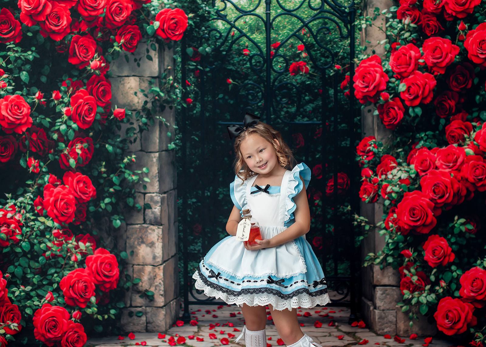 Kate Red Roses Garden Gate Backdrop Designed by Emetselch -UK