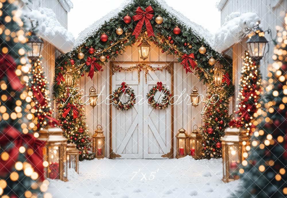 Lightning Deals Kate Christmas Tree White Barn Door Backdrop Designed by Emetselch -UK