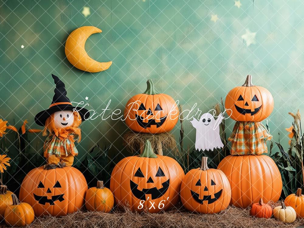 Kate Halloween Pumpkins Scarecrow Backdrop Designed by Patty Robert -UK