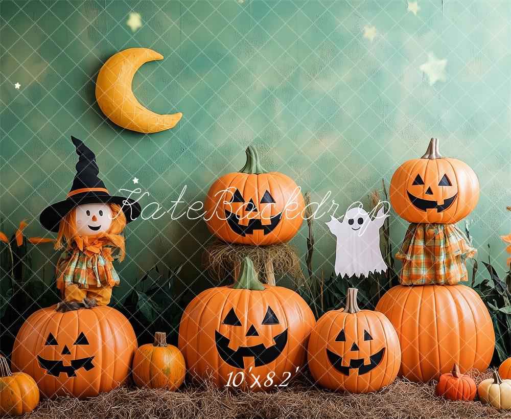 Kate Halloween Pumpkins Scarecrow Backdrop Designed by Patty Robert -UK