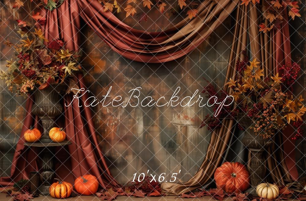 Kate Autumn Pumpkin Patch Red Curtain Backdrop Designed by Patty Robert -UK