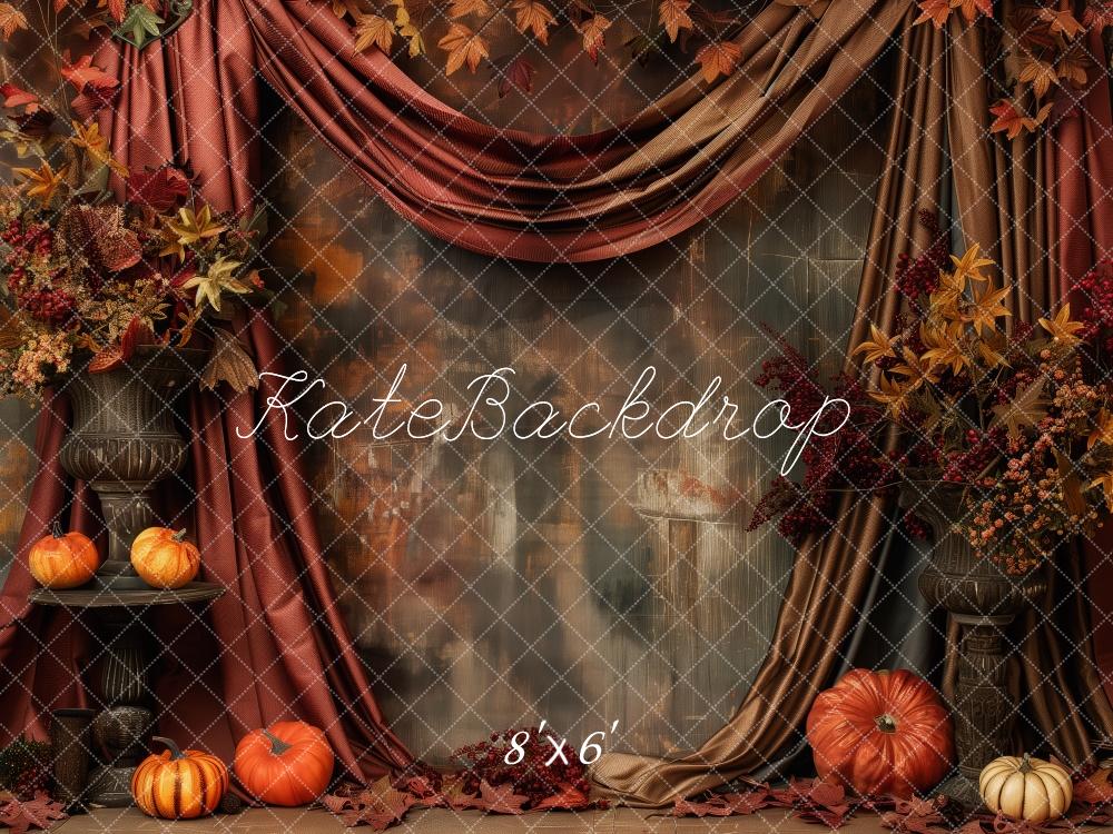Kate Autumn Pumpkin Patch Red Curtain Backdrop Designed by Patty Robert -UK