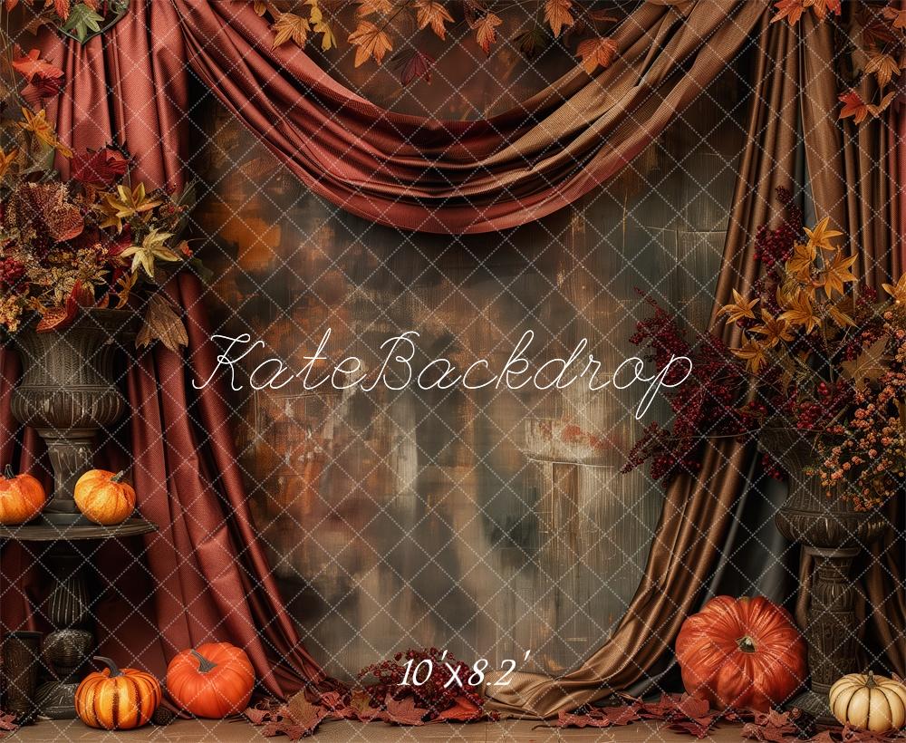 Kate Autumn Pumpkin Patch Red Curtain Backdrop Designed by Patty Robert -UK