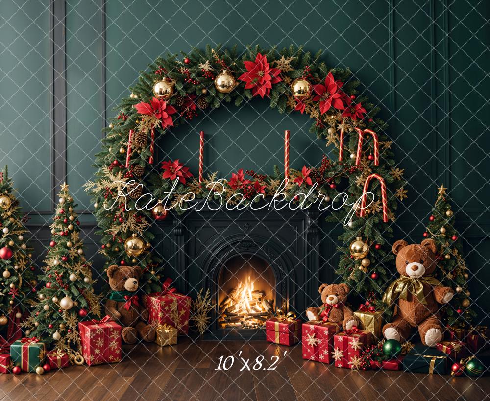 Kate Christmas Tree Fireplace Teddy Bear Backdrop Designed by Emetselch -UK