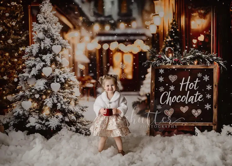 Kate Christmas Hot Chocolate Shop Bokeh Backdrop Designed by Emetselch -UK