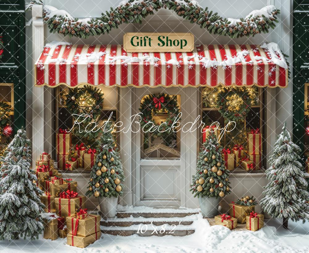 Kate Christmas Gift Shop Snow Backdrop Designed by Emetselch -UK