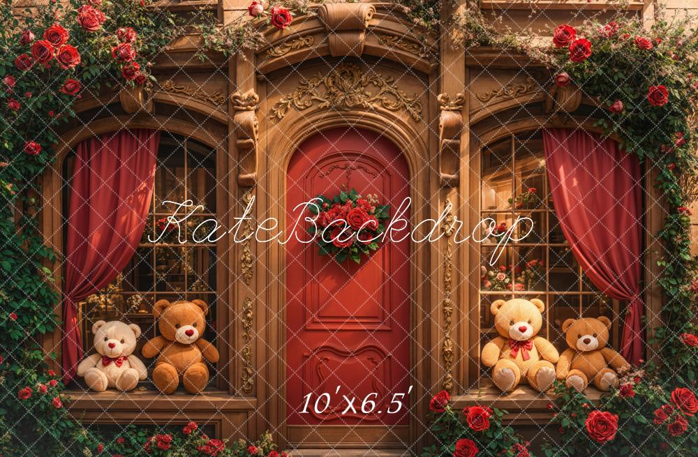 Lightning Deals Kate Teddy Bear Retro Roses Door Backdrop Designed by Emetselch -UK