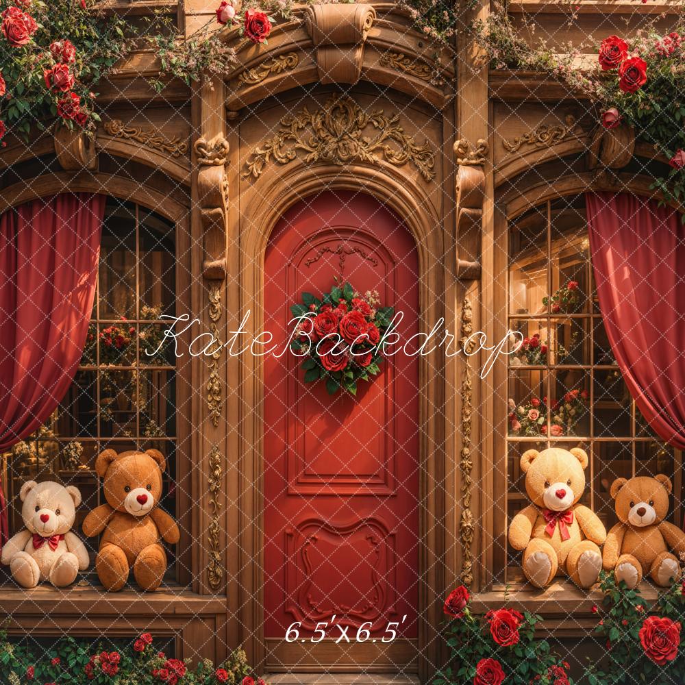 Lightning Deals Kate Teddy Bear Retro Roses Door Backdrop Designed by Emetselch -UK
