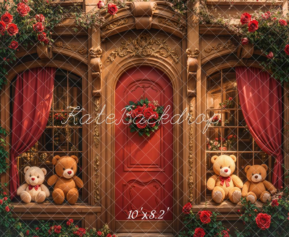 Lightning Deals Kate Teddy Bear Retro Roses Door Backdrop Designed by Emetselch -UK