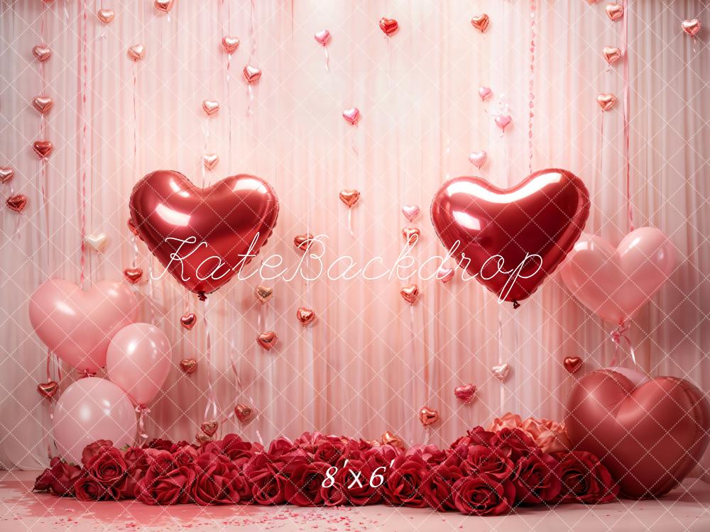 Kate Valentine Hearts Roses Balloons Backdrop Designed by Emetselch -UK