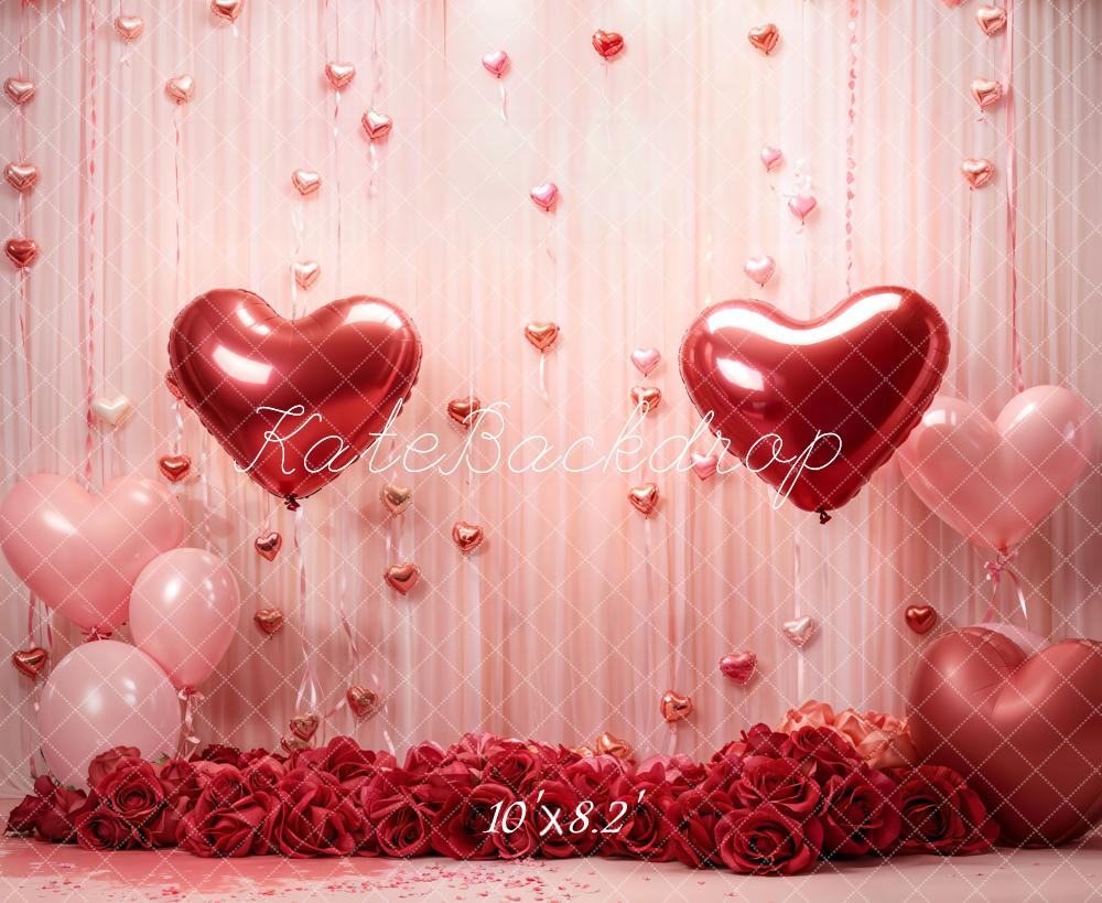 Kate Valentine Hearts Roses Balloons Backdrop Designed by Emetselch -UK