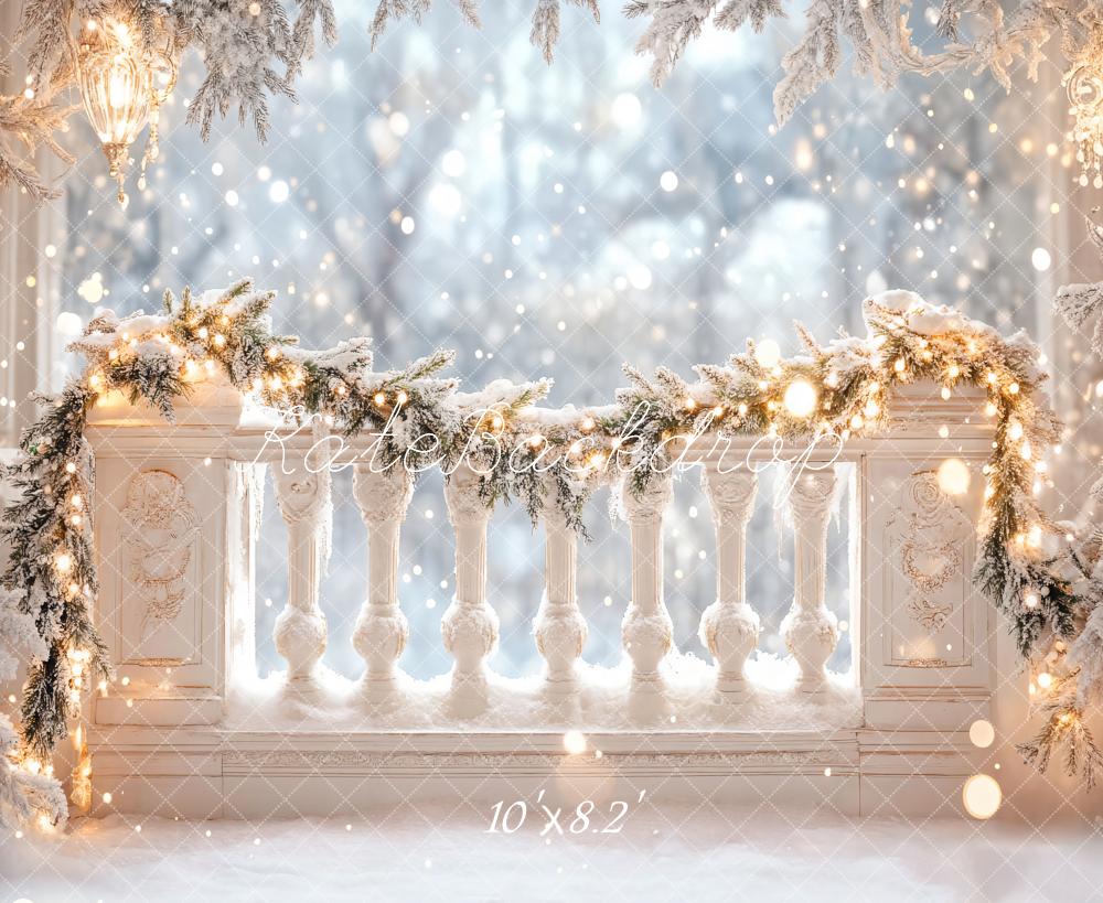 Kate Winter Snowy Balcony White Backdrop Designed by Emetselch -UK