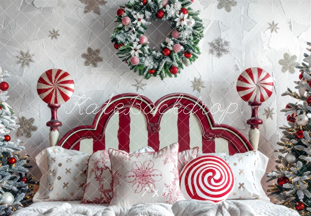 Lightning Deals Kate Christmas Peppermint Headboard Backdrop Designed by Mini MakeBelieve -UK