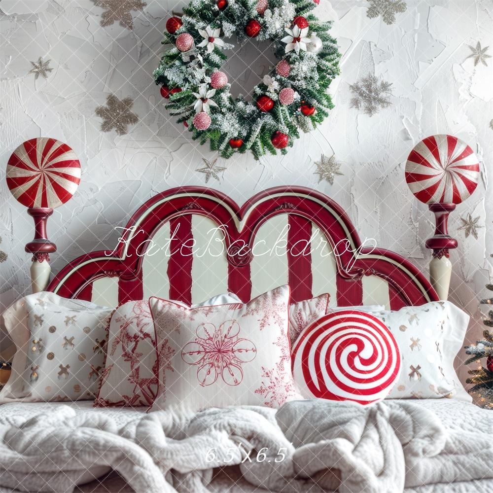 Lightning Deals Kate Christmas Peppermint Headboard Backdrop Designed by Mini MakeBelieve -UK