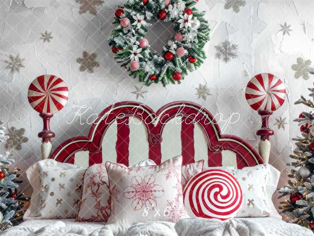 Lightning Deals Kate Christmas Peppermint Headboard Backdrop Designed by Mini MakeBelieve -UK