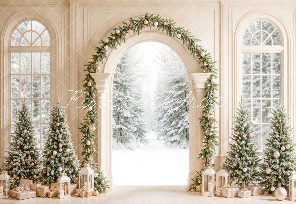 Kate Christmas Tree White Arched Door Backdrop Designed by Emetselch