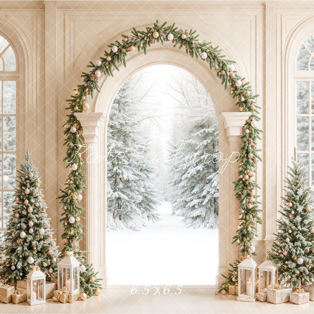 Kate Christmas Tree White Arched Door Backdrop Designed by Emetselch