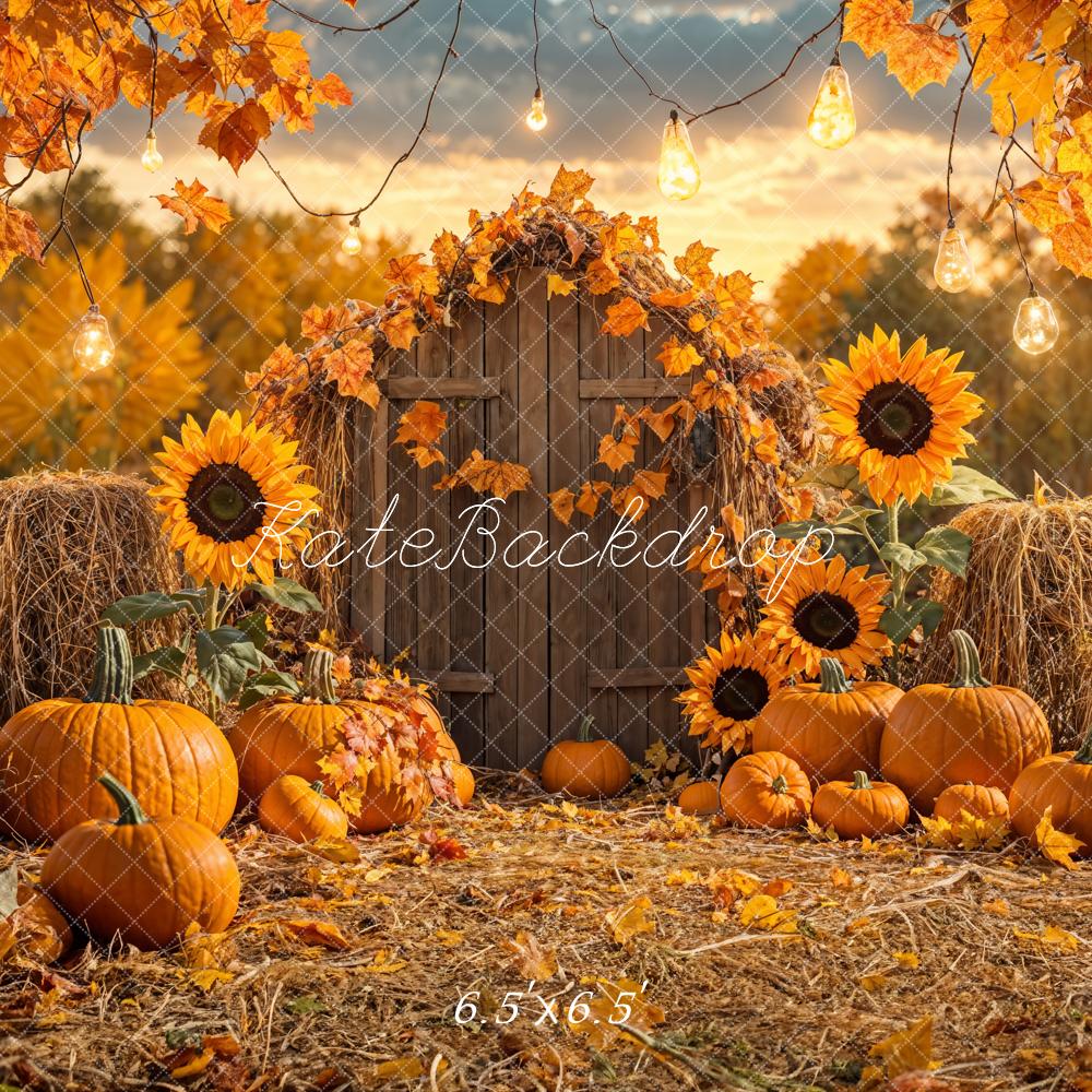 Kate Autumn Pumpkin Sunflower Barn Backdrop Designed by Emetselch -UK