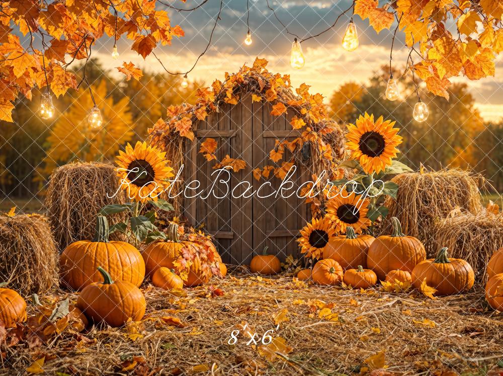 Kate Autumn Pumpkin Sunflower Barn Backdrop Designed by Emetselch -UK