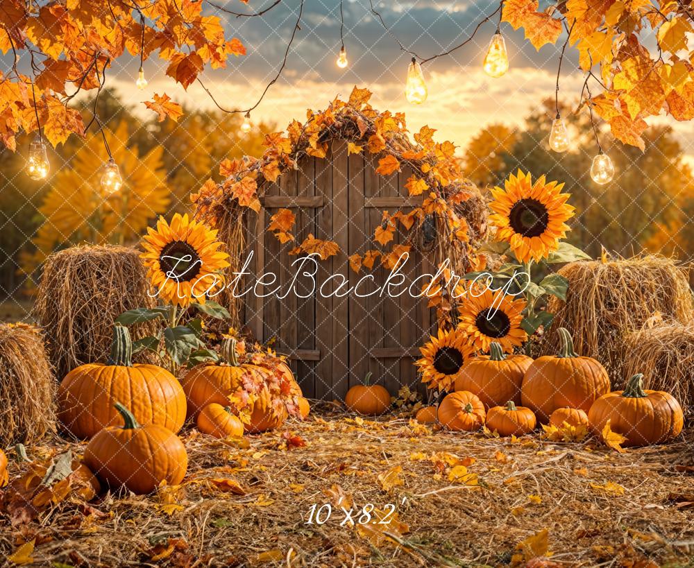 Kate Autumn Pumpkin Sunflower Barn Backdrop Designed by Emetselch -UK