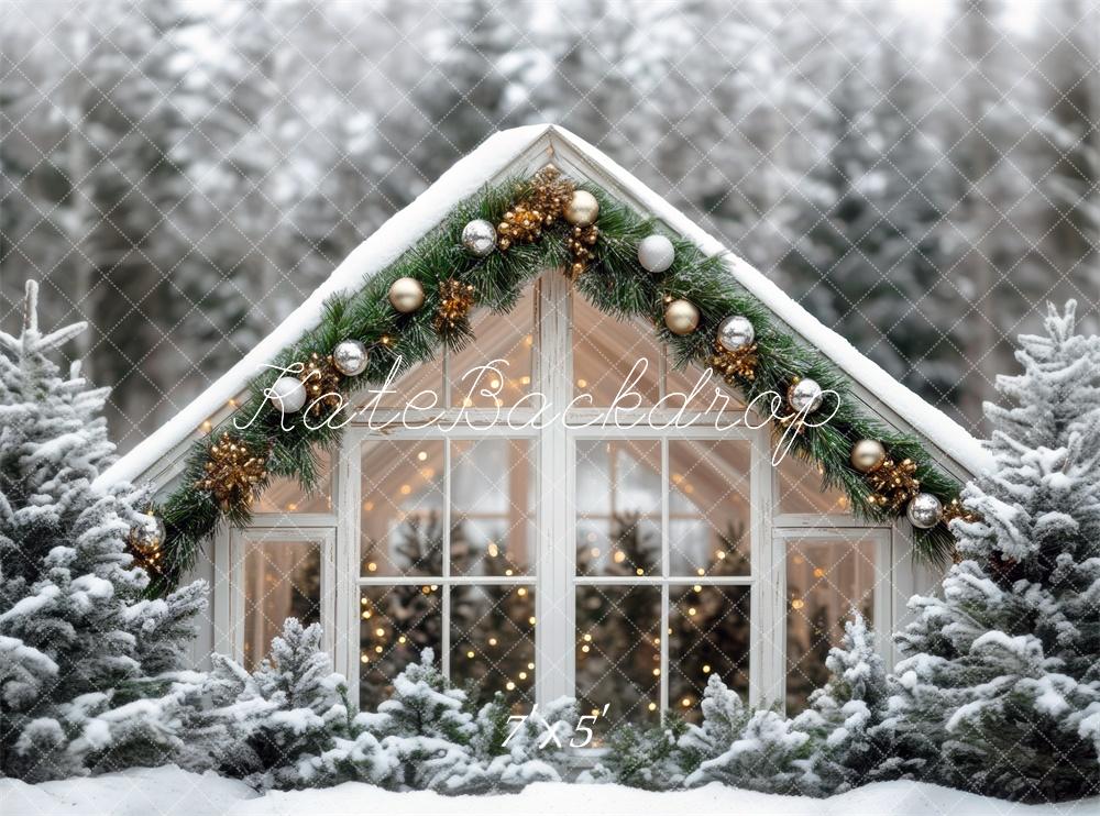 Kate Christmas Snowy Greenhouse Backdrop Designed by Mini MakeBelieve -UK
