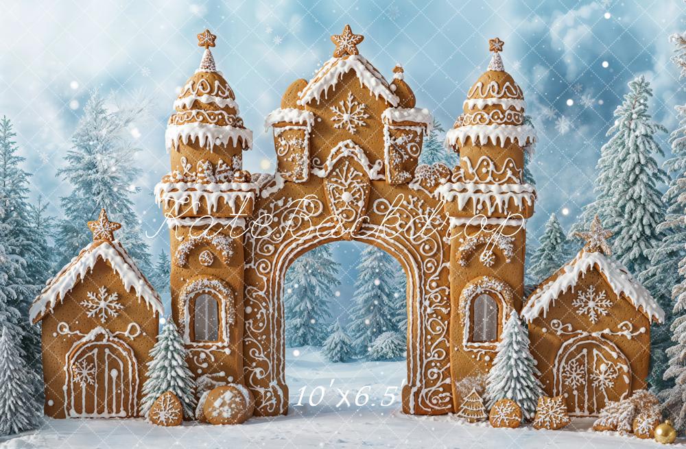 Lightning Deals Kate Christmas Gingerbread Castle Snow Backdrop Designed by Emetselch -UK