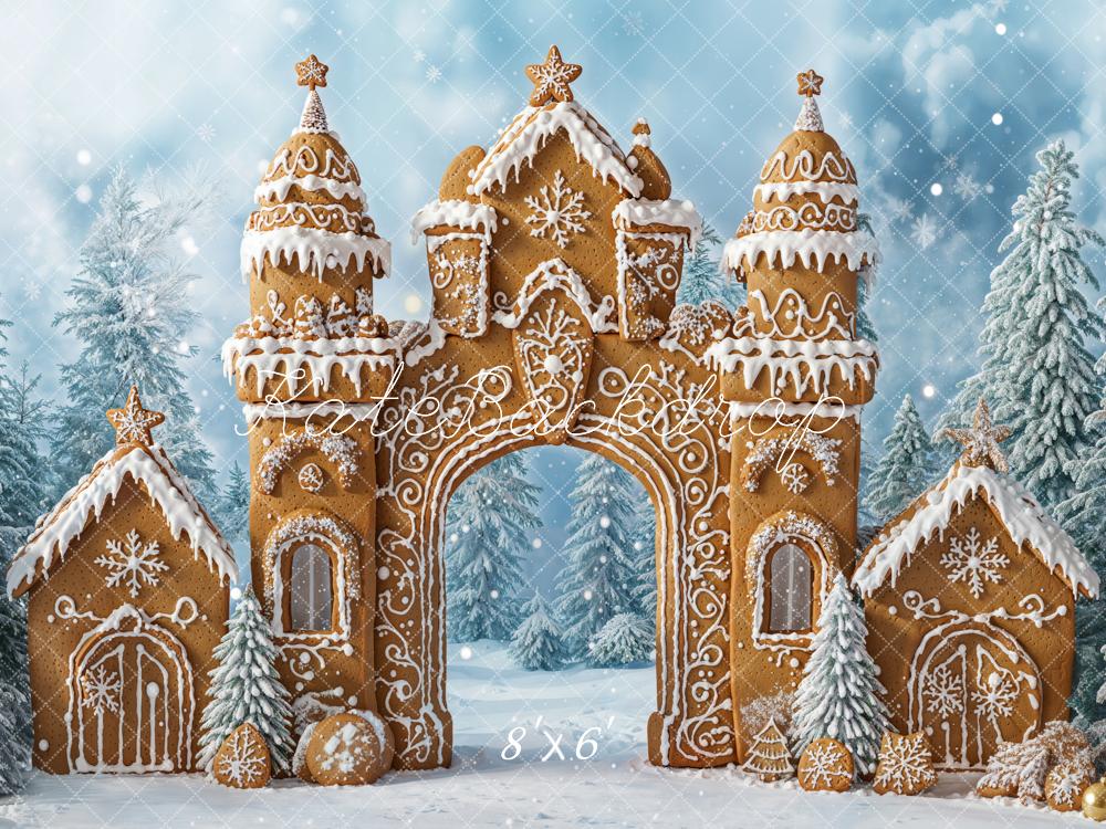 Lightning Deals Kate Christmas Gingerbread Castle Snow Backdrop Designed by Emetselch -UK