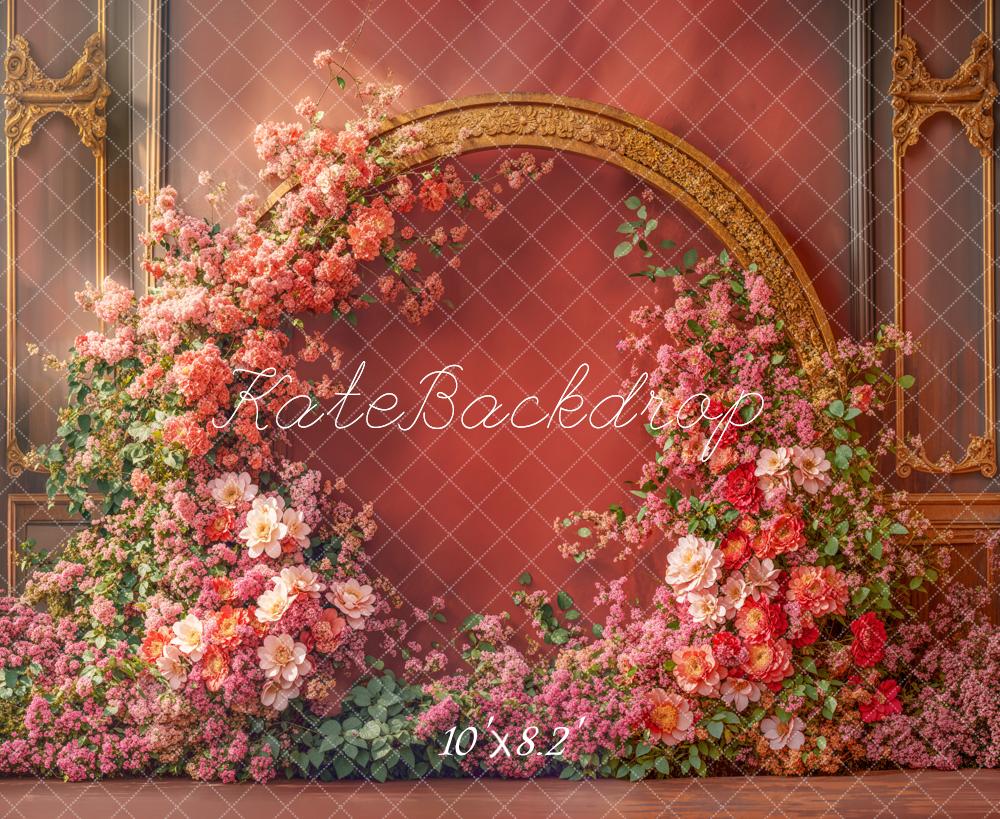 Kate Spring Floral Arch Red Backdrop Designed by Emetselch