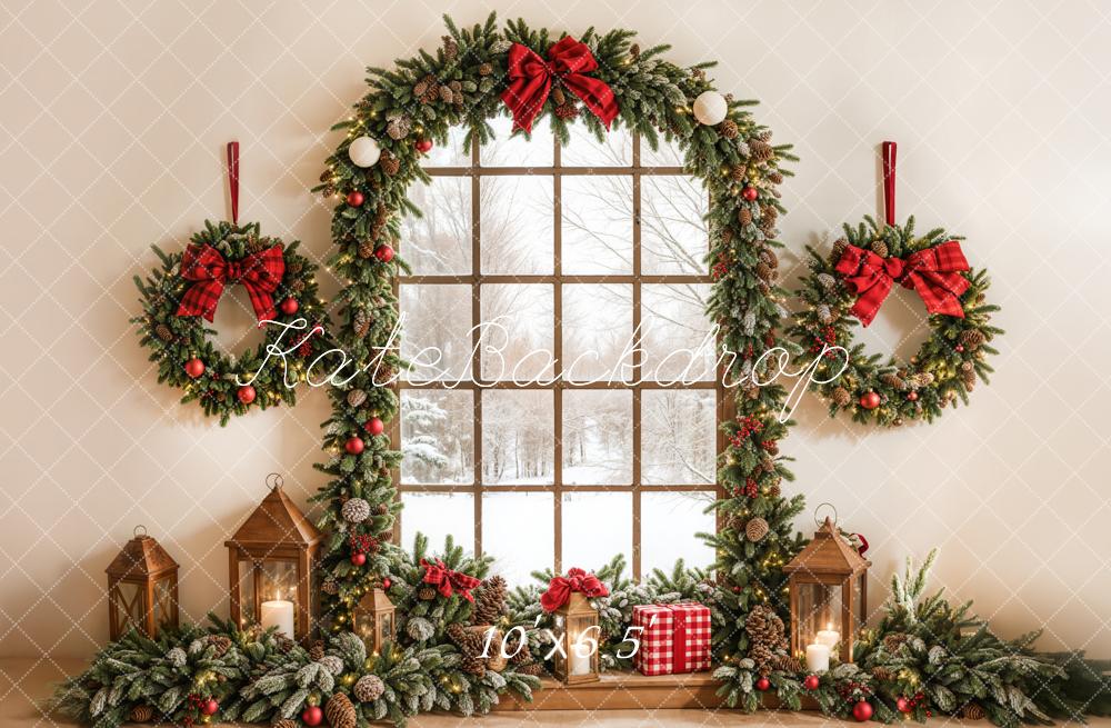 Kate Christmas Wreath Arched Window Backdrop Designed by Emetselch -UK