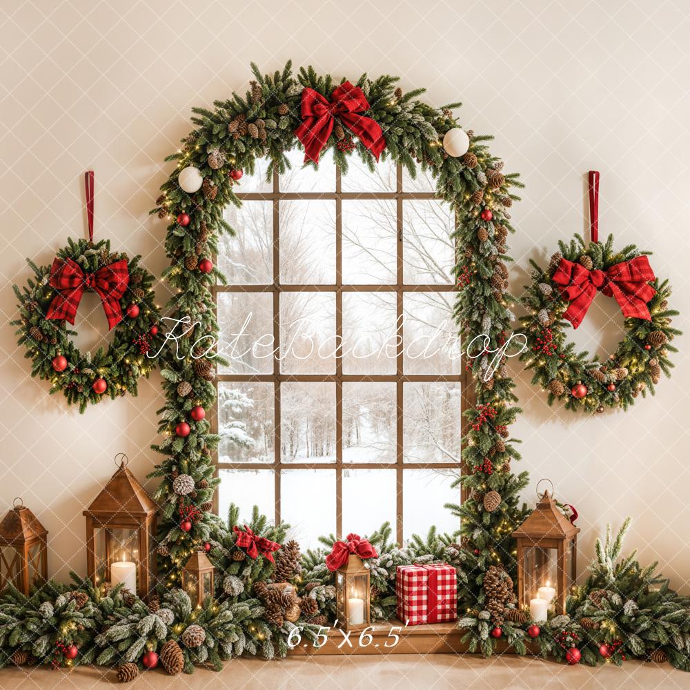 Kate Christmas Wreath Arched Window Backdrop Designed by Emetselch -UK