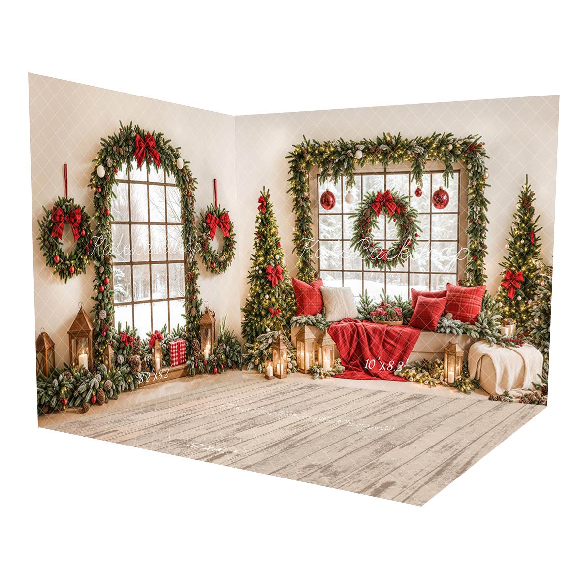 Kate Christmas Window Garland Red Blanket Room Set -UK