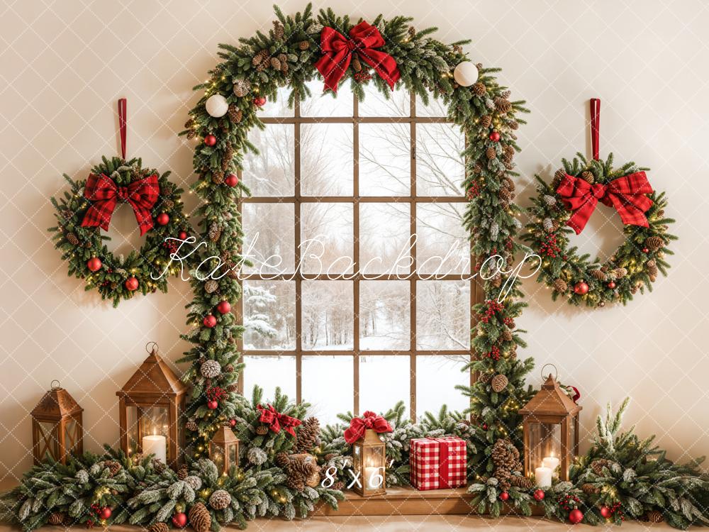 Kate Christmas Wreath Arched Window Backdrop Designed by Emetselch -UK