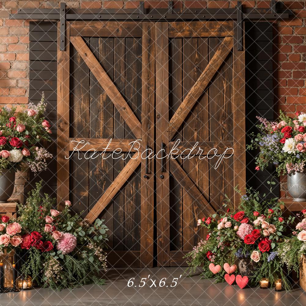 Lightning Deals Kate Spring Rustic Barn Door Floral Backdrop Designed by Emetselch -UK