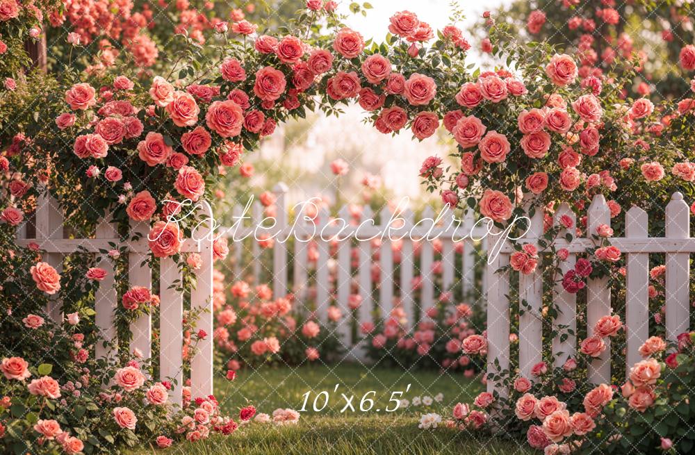 Kate Spring Flower Pink Rose Garden Backdrop Designed by Emetselch -UK